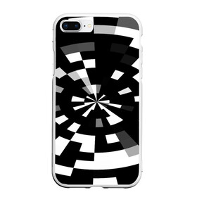Чехол для iPhone 7Plus/8 Plus матовый с принтом Черно-белый фон иллюзии в Санкт-Петербурге, Силикон | Область печати: задняя сторона чехла, без боковых панелей | абстрактный | геометрический | дизайн | иллюзия | кривая | линии | пиксель | текстура | узор