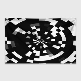 Флаг-баннер с принтом Черно-белый фон иллюзии в Санкт-Петербурге, 100% полиэстер | размер 67 х 109 см, плотность ткани — 95 г/м2; по краям флага есть четыре люверса для крепления | абстрактный | геометрический | дизайн | иллюзия | кривая | линии | пиксель | текстура | узор