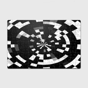 Головоломка Пазл магнитный 126 элементов с принтом Черно-белый фон иллюзии в Санкт-Петербурге, полимерный материал с магнитным слоем | 126 деталей, размер изделия —  180*270 мм | Тематика изображения на принте: абстрактный | геометрический | дизайн | иллюзия | кривая | линии | пиксель | текстура | узор