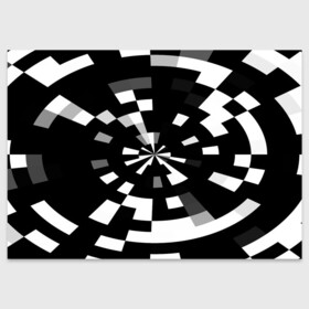 Поздравительная открытка с принтом Черно-белый фон иллюзии в Санкт-Петербурге, 100% бумага | плотность бумаги 280 г/м2, матовая, на обратной стороне линовка и место для марки
 | абстрактный | геометрический | дизайн | иллюзия | кривая | линии | пиксель | текстура | узор