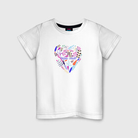 Детская футболка хлопок с принтом сердце из цветов в Санкт-Петербурге, 100% хлопок | круглый вырез горловины, полуприлегающий силуэт, длина до линии бедер | лепестки | любовь | растение | сердце | цветы