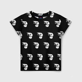 Детская футболка 3D с принтом Dark trollface в Санкт-Петербурге, 100% гипоаллергенный полиэфир | прямой крой, круглый вырез горловины, длина до линии бедер, чуть спущенное плечо, ткань немного тянется | creepypasta | scary | мем | мрак | троллфейс