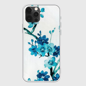 Чехол для iPhone 12 Pro Max с принтом Голубая сакура в Санкт-Петербурге, Силикон |  | Тематика изображения на принте: акварель | белый | нежный | растительное | рисунок | цветочный | цветы