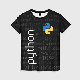 Женская футболка 3D с принтом PYTHON / ПАЙТОН в Санкт-Петербурге, 100% полиэфир ( синтетическое хлопкоподобное полотно) | прямой крой, круглый вырез горловины, длина до линии бедер | big data | hacker | it | python | айти | база данных | взлом | искусственный интелект. | кодер | нейросети | пайтон | питон | прогер | программирование | программист | разработчик | хакер | языки программирования
