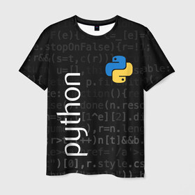 Мужская футболка 3D с принтом PYTHON / ПАЙТОН в Санкт-Петербурге, 100% полиэфир | прямой крой, круглый вырез горловины, длина до линии бедер | big data | hacker | it | python | айти | база данных | взлом | искусственный интелект. | кодер | нейросети | пайтон | питон | прогер | программирование | программист | разработчик | хакер | языки программирования