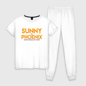 Женская пижама хлопок с принтом Sunny In Phoenix в Санкт-Петербурге, 100% хлопок | брюки и футболка прямого кроя, без карманов, на брюках мягкая резинка на поясе и по низу штанин | basketball | mvp | nba | phoenix | sport | streetball | suns | аризона | баскетбол | игра | крис пол | мяч | нба | санс | спорт | стритбол | тренер | финикс | чемпион