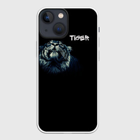Чехол для iPhone 13 mini с принтом Тигр в Санкт-Петербурге,  |  | дикие животные | надпись | синий | тигр