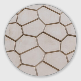 Коврик для мышки круглый с принтом Ячейки в Санкт-Петербурге, резина и полиэстер | круглая форма, изображение наносится на всю лицевую часть | 3d | бежевый | бетон | плиты | серый | соты | спокойный | структура | текстура | ячеистый