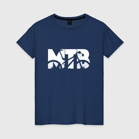 Женская футболка хлопок с принтом МТБ (MTB) в Санкт-Петербурге, 100% хлопок | прямой крой, круглый вырез горловины, длина до линии бедер, слегка спущенное плечо | bicycle | bike | mountain bike | mountainbike | байк | вело | велобайк | велосипед | велосипедные | велоспорт | горный велосипед | для велосипеда | колесо | маунтинбайк | спорт