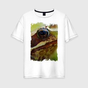 Женская футболка хлопок Oversize с принтом Глаз лягушки в Санкт-Петербурге, 100% хлопок | свободный крой, круглый ворот, спущенный рукав, длина до линии бедер
 | глаз | глаз лягушки | круто | лягушка | модно | номер один | тренд