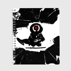 Тетрадь с принтом Ghost of Tsushim | Призрак Цусимы (Z) в Санкт-Петербурге, 100% бумага | 48 листов, плотность листов — 60 г/м2, плотность картонной обложки — 250 г/м2. Листы скреплены сбоку удобной пружинной спиралью. Уголки страниц и обложки скругленные. Цвет линий — светло-серый
 | game | ghost of tsushim | jin sakai | ninja | samurai | the ghost of tsushimпризрак цусимы | буке | вакидзаси | воин | вояк | дайсё | дзин сакай | иайто | игра | катана | кодати | мононофу | мститель | мушя | ниндзя | нодати | одати