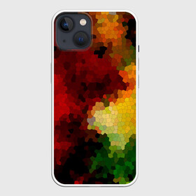 Чехол для iPhone 13 с принтом Абстрактная мазаика витраж в Санкт-Петербурге,  |  | абстрактный | витраж | желтый | красный | мозаика | разноцветный | современный | соты | текстура