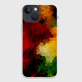 Чехол для iPhone 13 mini с принтом Абстрактная мазаика витраж в Санкт-Петербурге,  |  | абстрактный | витраж | желтый | красный | мозаика | разноцветный | современный | соты | текстура