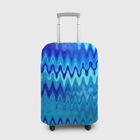 Чехол для чемодана 3D с принтом Синий-голубой абстрактный узор в Санкт-Петербурге, 86% полиэфир, 14% спандекс | двустороннее нанесение принта, прорези для ручек и колес | абстрактный | волны | зигзаг | размытый узор | синий | современный