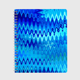 Тетрадь с принтом Синий-голубой абстрактный узор в Санкт-Петербурге, 100% бумага | 48 листов, плотность листов — 60 г/м2, плотность картонной обложки — 250 г/м2. Листы скреплены сбоку удобной пружинной спиралью. Уголки страниц и обложки скругленные. Цвет линий — светло-серый
 | абстрактный | волны | зигзаг | размытый узор | синий | современный