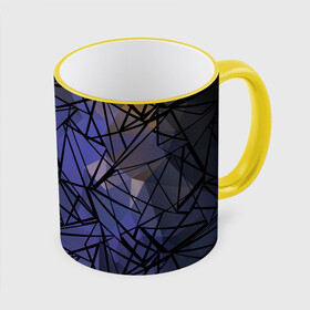 Кружка с полной запечаткой с принтом Синий-бежевый абстрактный узор в Санкт-Петербурге, керамика | ёмкость 330 мл | абстрактный | мужской | полигональный узор | синий | современный | текстура | фиолетовый