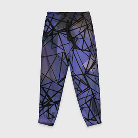 Детские брюки 3D с принтом Синий-бежевый абстрактный узор в Санкт-Петербурге, 100% полиэстер | манжеты по низу, эластичный пояс регулируется шнурком, по бокам два кармана без застежек, внутренняя часть кармана из мелкой сетки | абстрактный | мужской | полигональный узор | синий | современный | текстура | фиолетовый