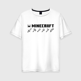 Женская футболка хлопок Oversize с принтом Minecraft Hemlet в Санкт-Петербурге, 100% хлопок | свободный крой, круглый ворот, спущенный рукав, длина до линии бедер
 | hemlet | minecraft | minecraft items | mojang | pixels | майнкрафт | незеритовый шлем | пиксели | шлем