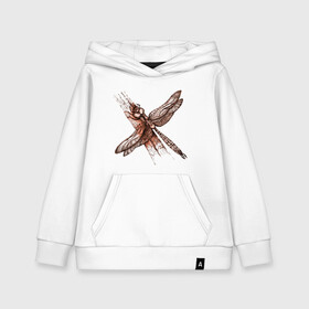 Детская толстовка хлопок с принтом Медная стрекоза в Санкт-Петербурге, 100% хлопок | Круглый горловой вырез, эластичные манжеты, пояс, капюшен | Тематика изображения на принте: dragonfly | графика | крылья | летать | медный | насекомое | рисунок | стрекоза
