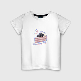 Детская футболка хлопок с принтом blueberry pie two! в Санкт-Петербурге, 100% хлопок | круглый вырез горловины, полуприлегающий силуэт, длина до линии бедер | вкусняшка | пирог | рисунок | сладость | торт
