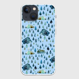 Чехол для iPhone 13 mini с принтом Дождливая осень.Тучки и дождь в Санкт-Петербурге,  |  | pattern | rain | sun | глобальное потепление | дождливо | дождливый | дождь | загрязнение | капли | ливень | морось | непогода | облака | осенний | осень | паттерн | погода | природа | проливной | тучи | экология
