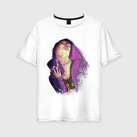 Женская футболка хлопок Oversize с принтом Сьюзи Dead by Daylight  в Санкт-Петербурге, 100% хлопок | свободный крой, круглый ворот, спущенный рукав, длина до линии бедер
 | killer | legion | легион | неон | сьюзи