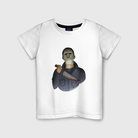 Детская футболка хлопок с принтом Майкл Dead by daylight в Санкт-Петербурге, 100% хлопок | круглый вырез горловины, полуприлегающий силуэт, длина до линии бедер | killer | michael myers | майкл майерс