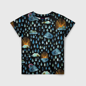 Детская футболка 3D с принтом Дождливая осень.Солнце, облака в Санкт-Петербурге, 100% гипоаллергенный полиэфир | прямой крой, круглый вырез горловины, длина до линии бедер, чуть спущенное плечо, ткань немного тянется | autumn | pattern | raibow | rain | raindrops | sun | watercolor | акварель | дизайн | дождливый | дождь | закат | капли | коллаж | ливень | морось | непогода | облака | осень | паттерн | погода | природа | радуга | рассвет | солнце