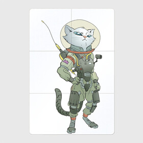 Магнитный плакат 2Х3 с принтом Космический боевой кот в Санкт-Петербурге, Полимерный материал с магнитным слоем | 6 деталей размером 9*9 см | Тематика изображения на принте: арт | астронавт | белая кошка | белый кот | военный | космонавт | космос | кот | кот военный | котейка | кошка | рисунок | скафандр