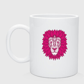 Кружка керамическая с принтом Pink Lion в Санкт-Петербурге, керамика | объем — 330 мл, диаметр — 80 мм. Принт наносится на бока кружки, можно сделать два разных изображения | animal | cat | lion | африка | животные | зверь | кот | кошка | лев | львенок | львица | тигр | хищник | царь