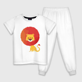 Детская пижама хлопок с принтом Милый лев в Санкт-Петербурге, 100% хлопок |  брюки и футболка прямого кроя, без карманов, на брюках мягкая резинка на поясе и по низу штанин
 | animal | cat | lion | африка | животные | зверь | кот | кошка | лев | львенок | львица | тигр | хищник | царь