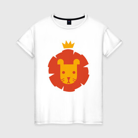 Женская футболка хлопок с принтом King Lion в Санкт-Петербурге, 100% хлопок | прямой крой, круглый вырез горловины, длина до линии бедер, слегка спущенное плечо | animal | cat | lion | африка | животные | зверь | кот | кошка | лев | львенок | львица | тигр | хищник | царь