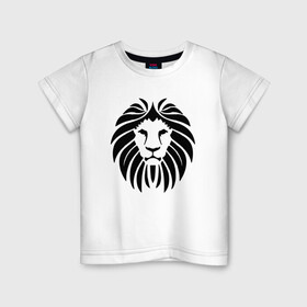 Детская футболка хлопок с принтом Lion Face в Санкт-Петербурге, 100% хлопок | круглый вырез горловины, полуприлегающий силуэт, длина до линии бедер | Тематика изображения на принте: animal | cat | lion | африка | животные | зверь | кот | кошка | лев | львенок | львица | тигр | хищник | царь