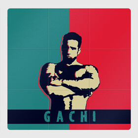 Магнитный плакат 3Х3 с принтом GACHI RB 3D в Санкт-Петербурге, Полимерный материал с магнитным слоем | 9 деталей размером 9*9 см | Тематика изображения на принте: gachi | качек | красно синий | мышцы | смотрит