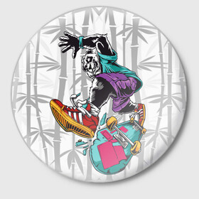 Значок с принтом HiFi Panda в Санкт-Петербурге,  металл | круглая форма, металлическая застежка в виде булавки | bamboo | panda | sk8 | skate park | skeate | бамбук | панда | скейт | скейт парк