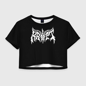Женская футболка Crop-top 3D с принтом Krypt в Санкт-Петербурге, 100% полиэстер | круглая горловина, длина футболки до линии талии, рукава с отворотами | black metal | krypt | metal | rock | группа | крипт | метал | митол | рок | роцк
