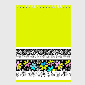Скетчбук с принтом Яркий цветочный узор  в Санкт-Петербурге, 100% бумага
 | 48 листов, плотность листов — 100 г/м2, плотность картонной обложки — 250 г/м2. Листы скреплены сверху удобной пружинной спиралью | абстрактный | для детей | зеленый | неоновый зеленый | разноцветный | современный | цветочный узор