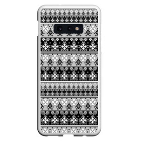 Чехол для Samsung S10E с принтом Черно-белый орнамент  в Санкт-Петербурге, Силикон | Область печати: задняя сторона чехла, без боковых панелей | молодежный | мужской | орнамент | полосы | скандинавский | современный | черно белый | этнический