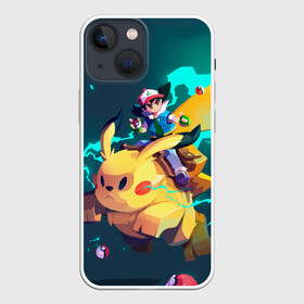 Чехол для iPhone 13 mini с принтом Эш с Пикачу в Санкт-Петербурге,  |  | anime | pikachu | pokemon | poket monster | poketmon | аниме | анимэ | карманные монстры | кичум | пикачу | покемон | эш