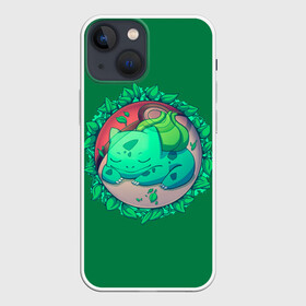 Чехол для iPhone 13 mini с принтом Спящий Бульбазавр в Санкт-Петербурге,  |  | anime | bulbasaur | pokemon | poket monster | poketmon | аниме | анимэ | бульбазавр | карманные монстры | покемон