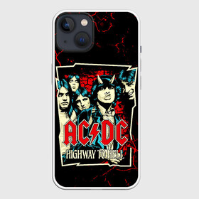 Чехол для iPhone 13 с принтом AC DC HIGHWAY TO HELL в Санкт-Петербурге,  |  | ac dc | angus young. | back in black | brian johnson | hells bells | highway to hell | rock | thunderstruck | tnt | ангус янг | брайан джонсон | группа | музыка | рок | эйси диси