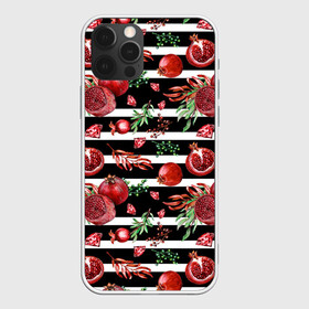 Чехол для iPhone 12 Pro Max с принтом Гранаты и рубины на фоне полос в Санкт-Петербурге, Силикон |  | Тематика изображения на принте: бриллианты | гранаты | драгоценности | листья | полоски | полосы | рубины | фрукты | ягоды