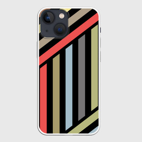 Чехол для iPhone 13 mini с принтом Абстрактный полосатый  узор в Санкт-Петербурге,  |  | абстрактный | геометрический | желтый | молодежный | оливковый | разноцветный | ретро | современный | черный