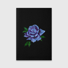 Обложка для паспорта матовая кожа с принтом Сапфировая роза в Санкт-Петербурге, натуральная матовая кожа | размер 19,3 х 13,7 см; прозрачные пластиковые крепления | rose | лазурная | роза | сапфир | сапфировая | сапфировый | цветок | цветочек | цветочки | цветы