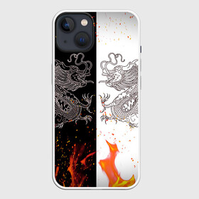 Чехол для iPhone 13 с принтом Драконы Черный и Белый | Огонь в Санкт-Петербурге,  |  | beast | dragon | fire | дракон | животные | зверь | змей | когти | огонь | пламя | узор | чб | японский