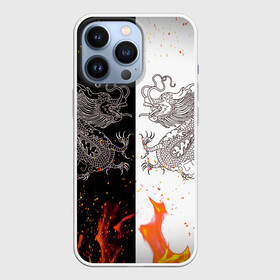 Чехол для iPhone 13 Pro с принтом Драконы Черный и Белый | Огонь в Санкт-Петербурге,  |  | beast | dragon | fire | дракон | животные | зверь | змей | когти | огонь | пламя | узор | чб | японский