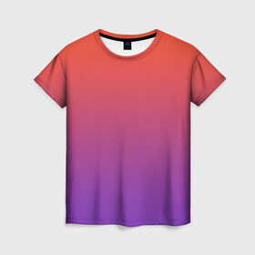 Женская футболка 3D с принтом Оранжевый и Фиолетовый в Санкт-Петербурге, 100% полиэфир ( синтетическое хлопкоподобное полотно) | прямой крой, круглый вырез горловины, длина до линии бедер | градиент | красный | оранжевый | перелив | переход | рассвет | синий | фиолетовый | цвета