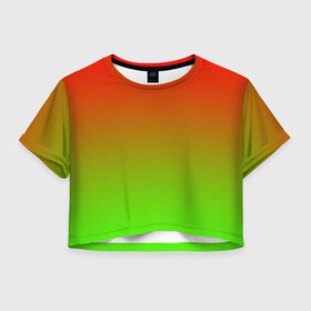 Женская футболка Crop-top 3D с принтом Градиент Яблоко в Санкт-Петербурге, 100% полиэстер | круглая горловина, длина футболки до линии талии, рукава с отворотами | градиент | желтый | зеленый | красный | перелив | переход | фрукты | цвета | яблоко