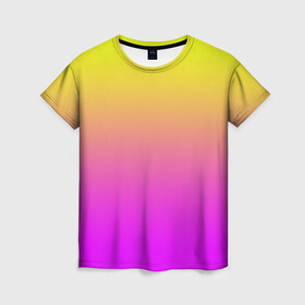 Женская футболка 3D с принтом Яркий рассвет в Санкт-Петербурге, 100% полиэфир ( синтетическое хлопкоподобное полотно) | прямой крой, круглый вырез горловины, длина до линии бедер | градиент | желтый | перелив | переход | рассвет | розовый | сереневый | сиреневый | солнце | феолетовый | фиолетовый | цвета | яркий