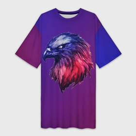 Платье-футболка 3D с принтом Вольная птица в Санкт-Петербурге,  |  | eagle | falcon | hawk | орел | сокол | ястреб